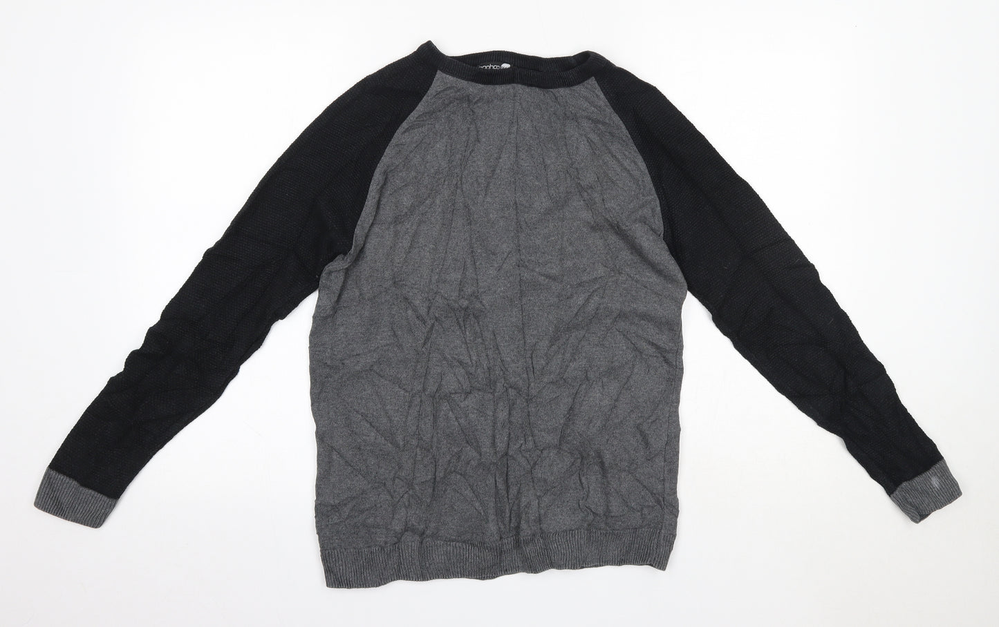 Boohoo Mens Grey Round Neck  Acrylic Pullover Jumper Size S