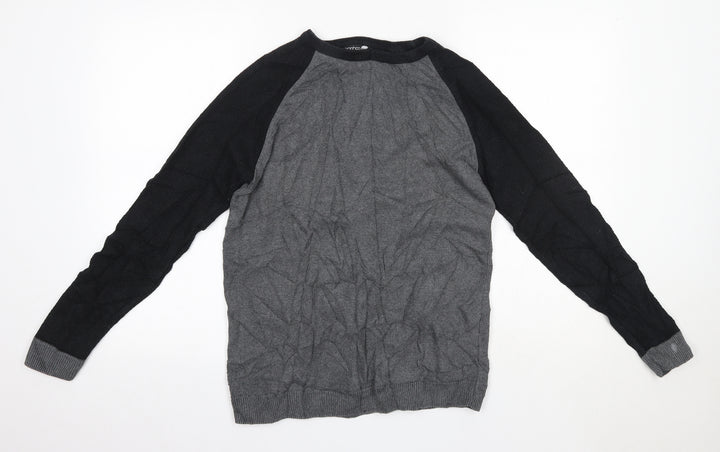 Boohoo Mens Grey Round Neck  Acrylic Pullover Jumper Size S