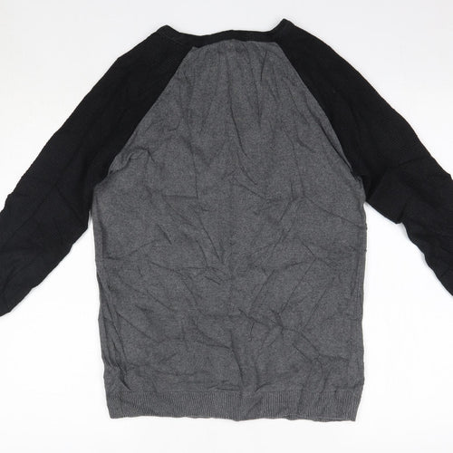 Boohoo Mens Grey Round Neck  Acrylic Pullover Jumper Size S