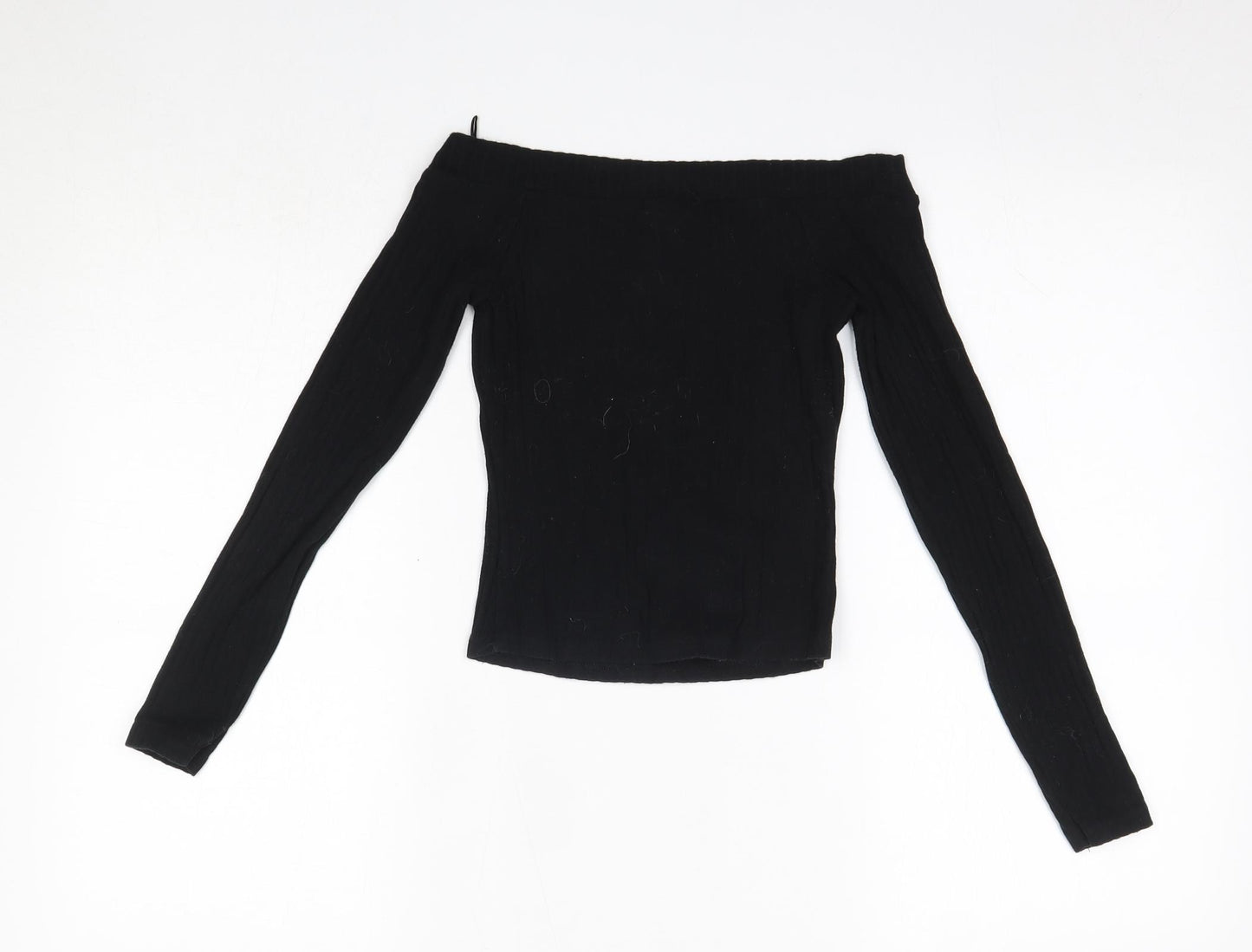 River Island Womens Black  Cotton Basic Blouse Size 8 Off the Shoulder