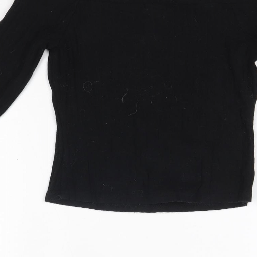 River Island Womens Black  Cotton Basic Blouse Size 8 Off the Shoulder
