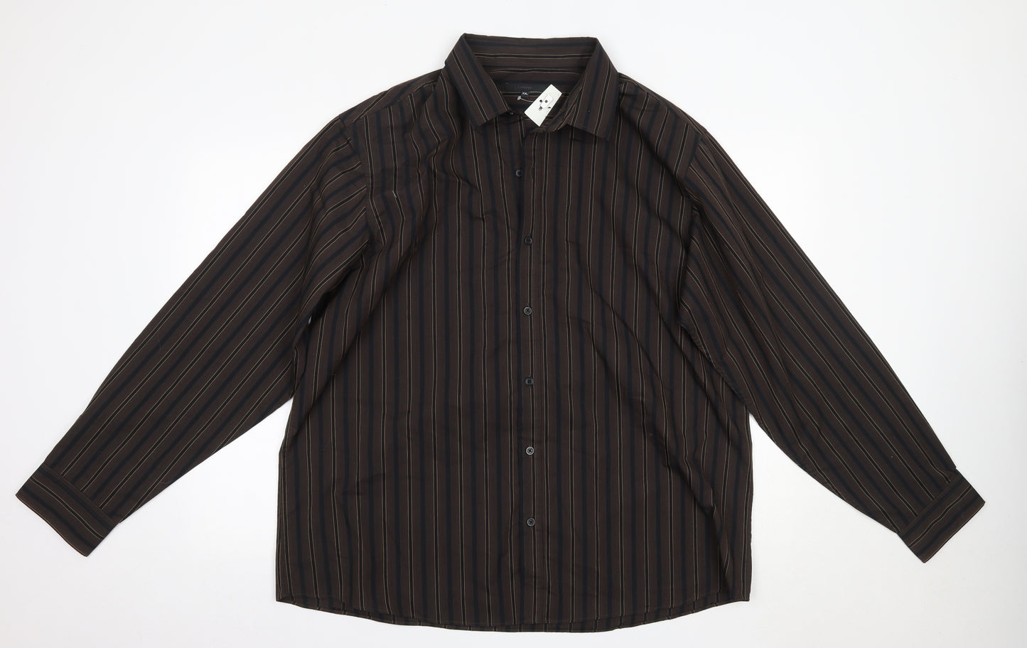 George Mens Brown  Polyester  Dress Shirt Size 2XL Collared
