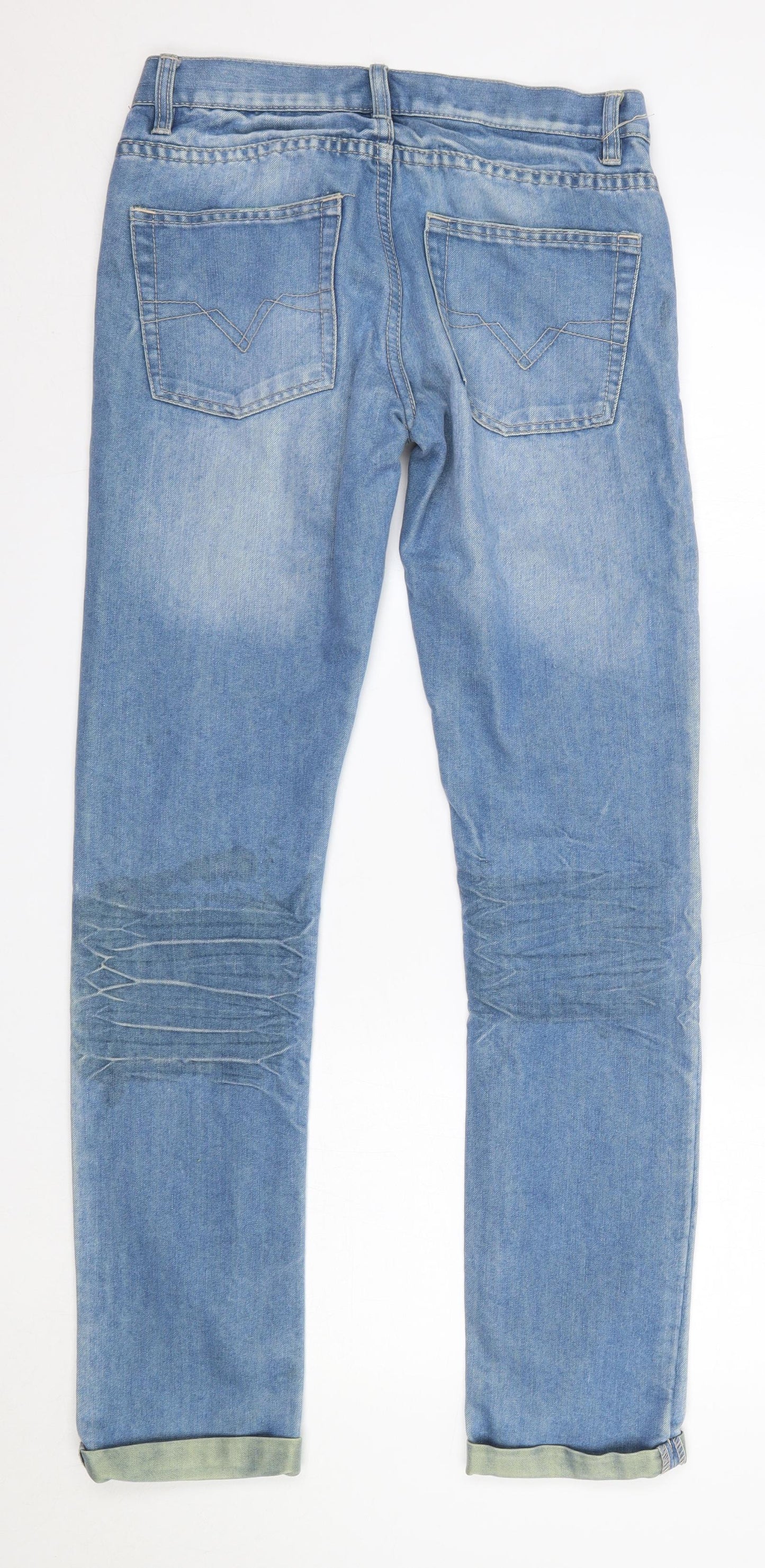 Topman Mens Blue  Cotton Skinny Jeans Size 30 in L32 in Regular