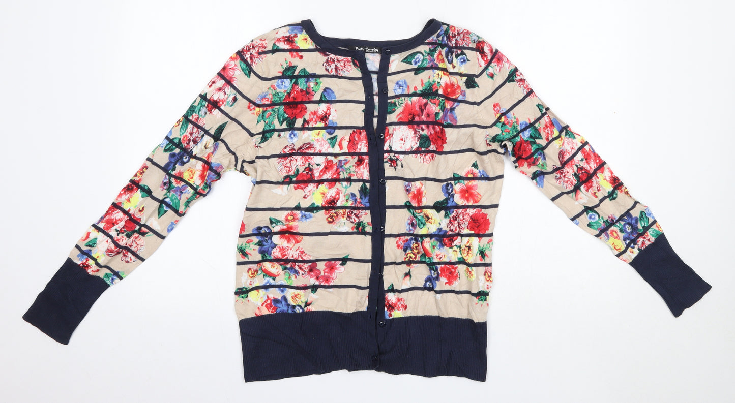 Betty Barclay Womens Multicoloured Round Neck Floral Acrylic Cardigan Jumper Size M