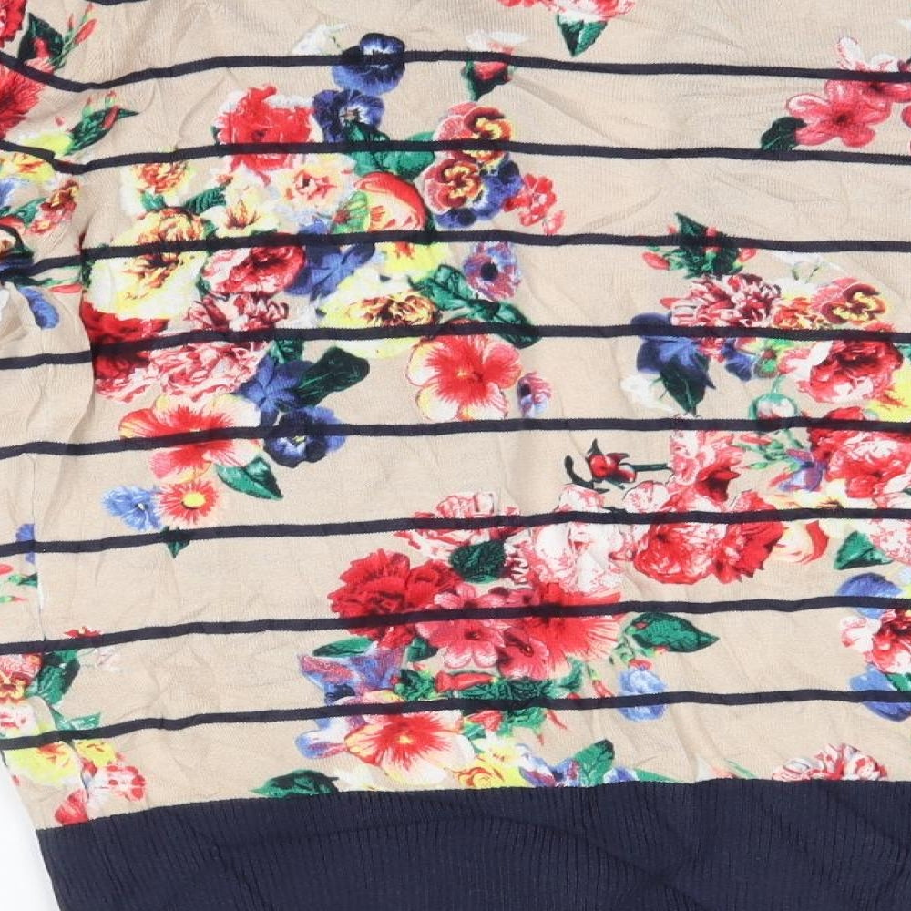 Betty Barclay Womens Multicoloured Round Neck Floral Acrylic Cardigan Jumper Size M