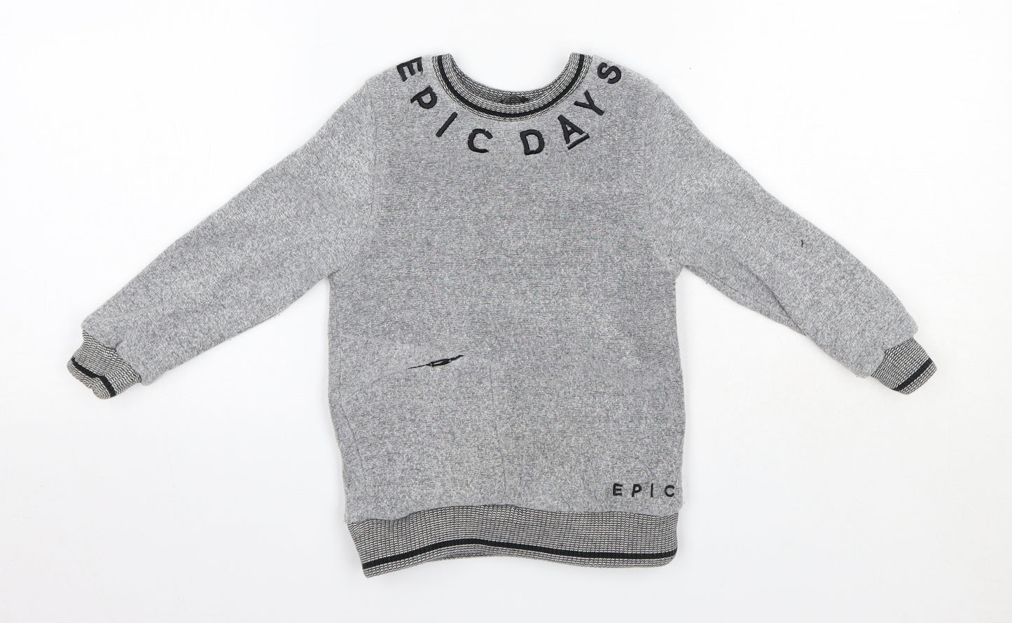 George Boys Grey Round Neck  Cotton Pullover Jumper Size 2-3 Years