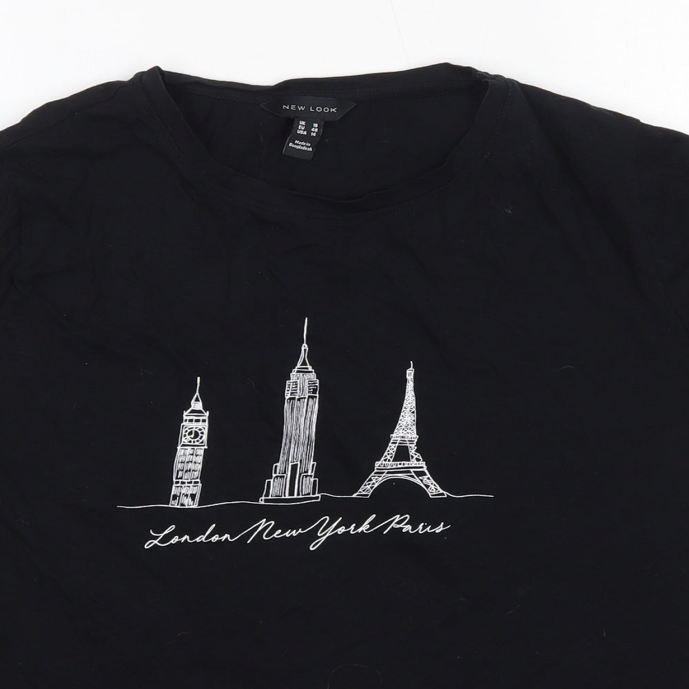 New Look Womens Black  100% Cotton Basic T-Shirt Size 18 Round Neck