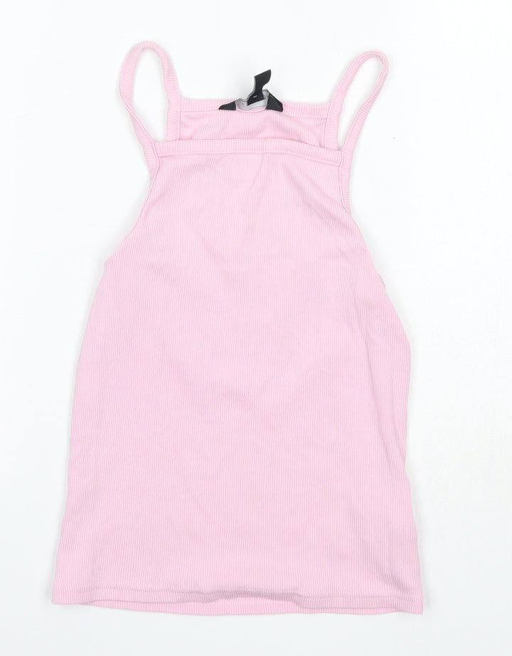 New Look Womens Pink  Cotton Camisole Tank Size 8 Square Neck