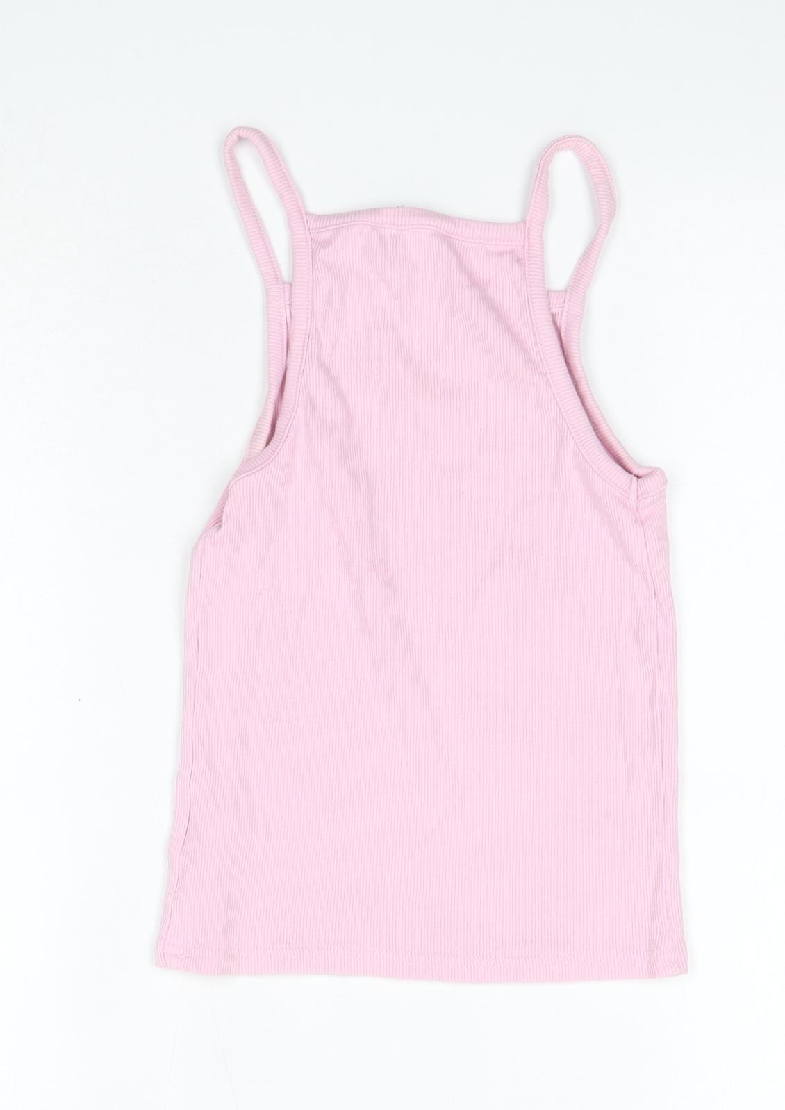 New Look Womens Pink  Cotton Camisole Tank Size 8 Square Neck