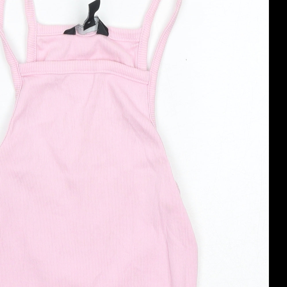 New Look Womens Pink  Cotton Camisole Tank Size 8 Square Neck
