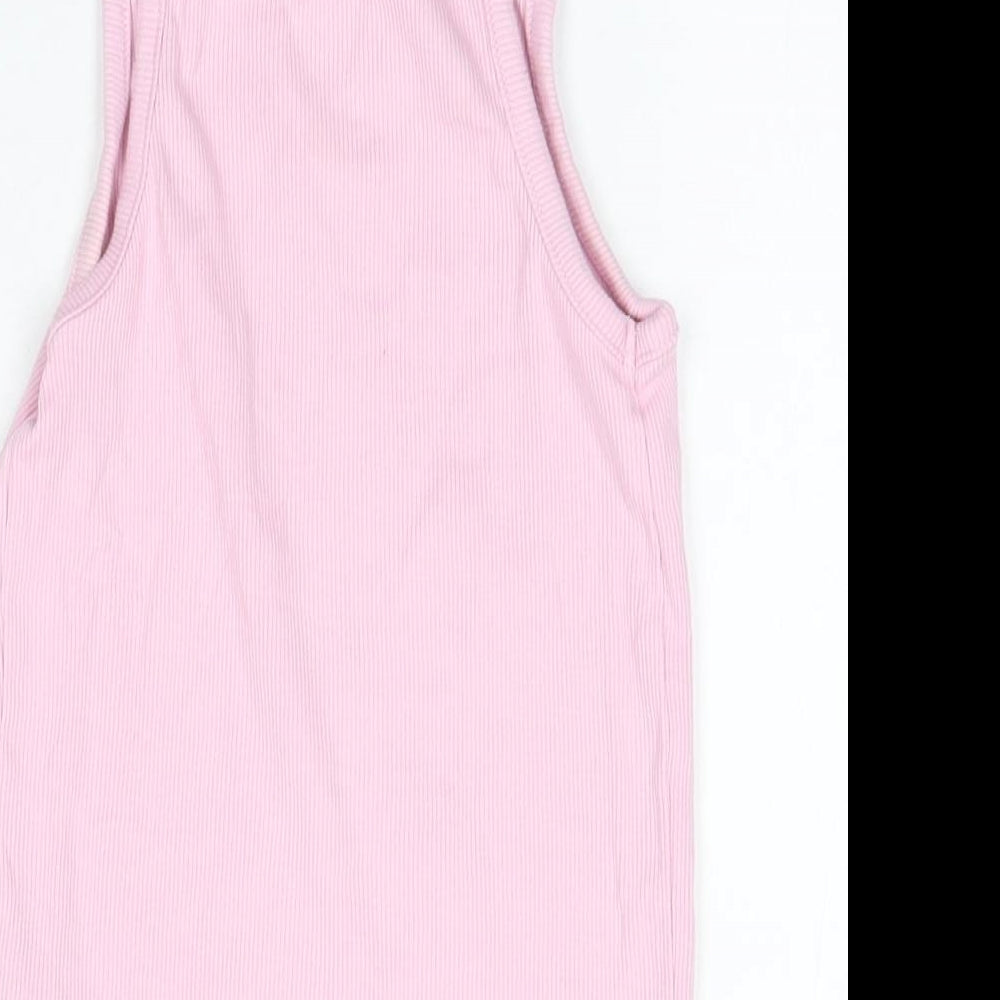 New Look Womens Pink  Cotton Camisole Tank Size 8 Square Neck