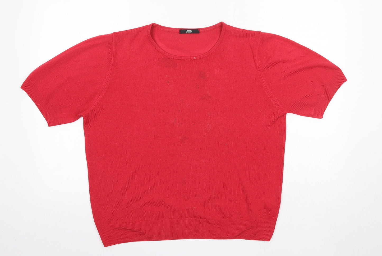 M&S Womens Pink Round Neck  Acrylic Pullover Jumper Size 18