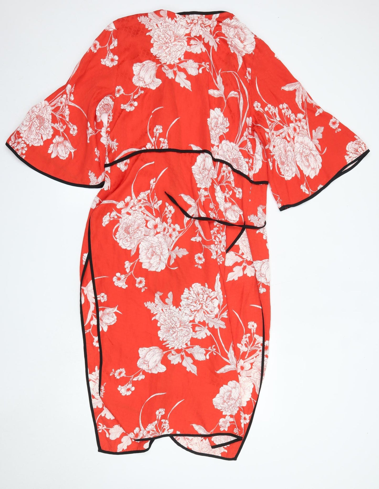 River Island Womens Red Floral Viscose Top Robe Size 14
