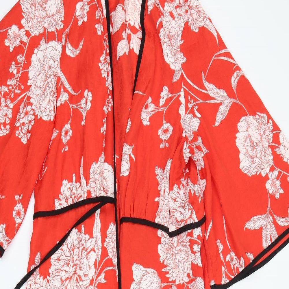 River Island Womens Red Floral Viscose Top Robe Size 14