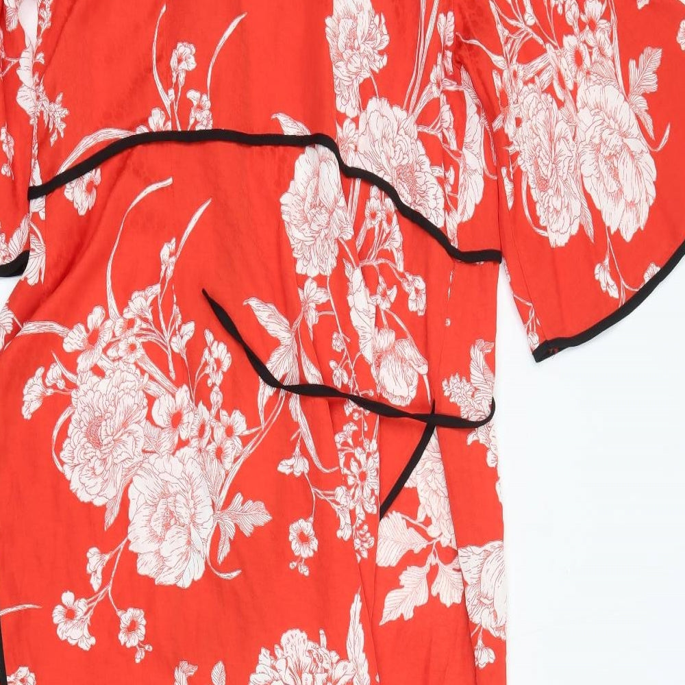 River Island Womens Red Floral Viscose Top Robe Size 14