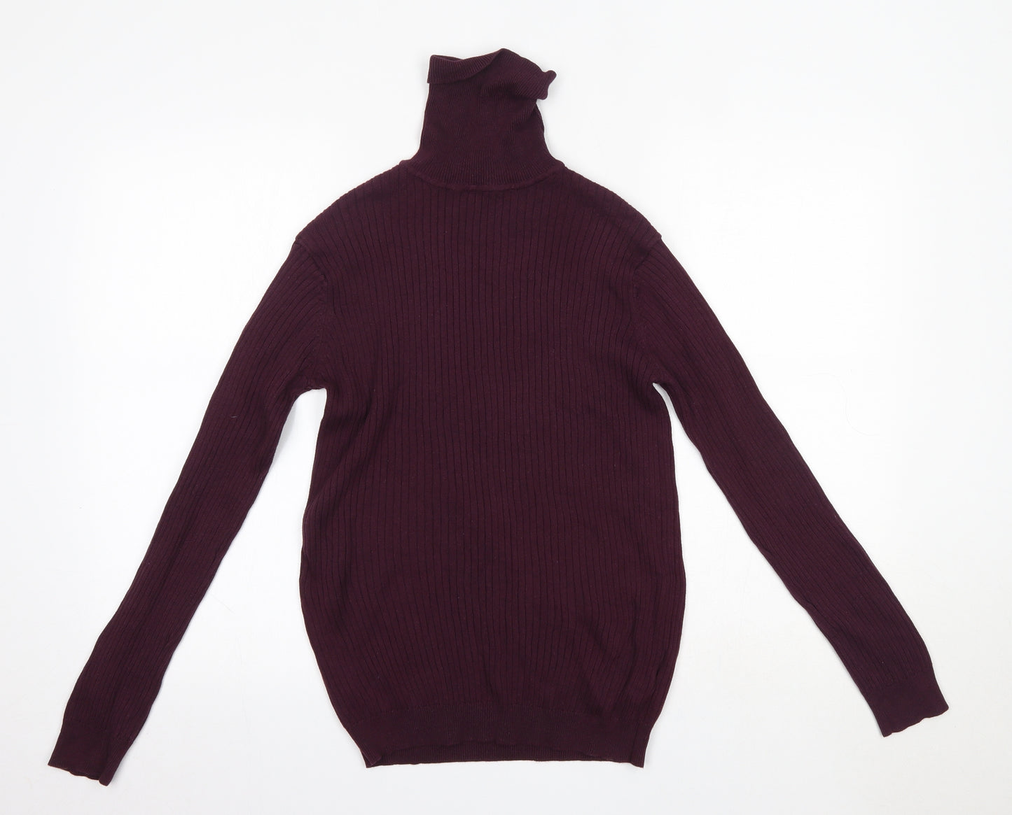 Brave Soul Womens Purple High Neck  100% Cotton Pullover Jumper Size M