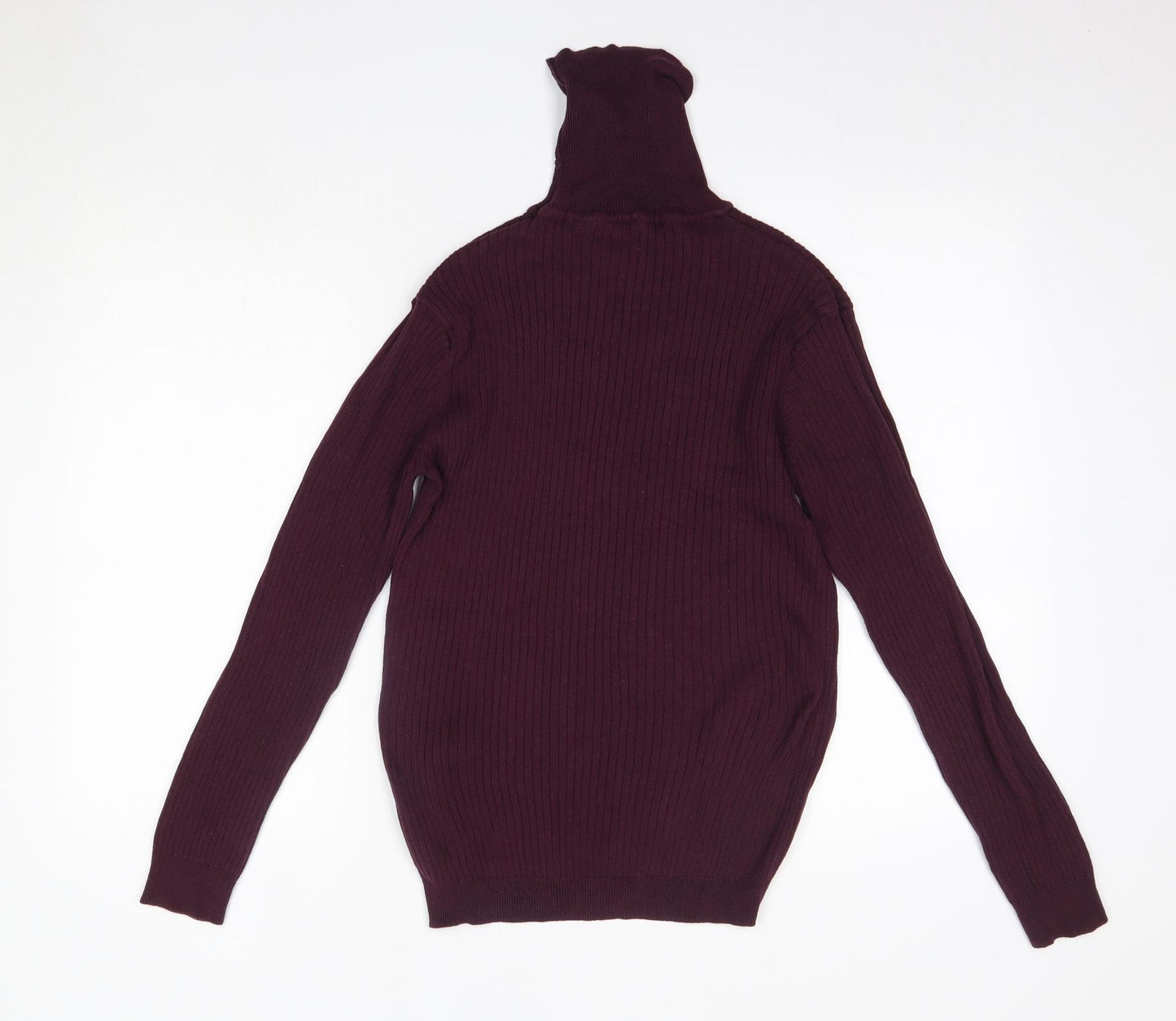 Brave Soul Womens Purple High Neck  100% Cotton Pullover Jumper Size M
