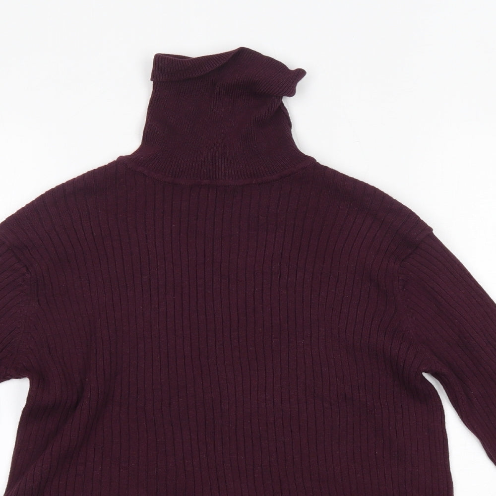 Brave Soul Womens Purple High Neck  100% Cotton Pullover Jumper Size M