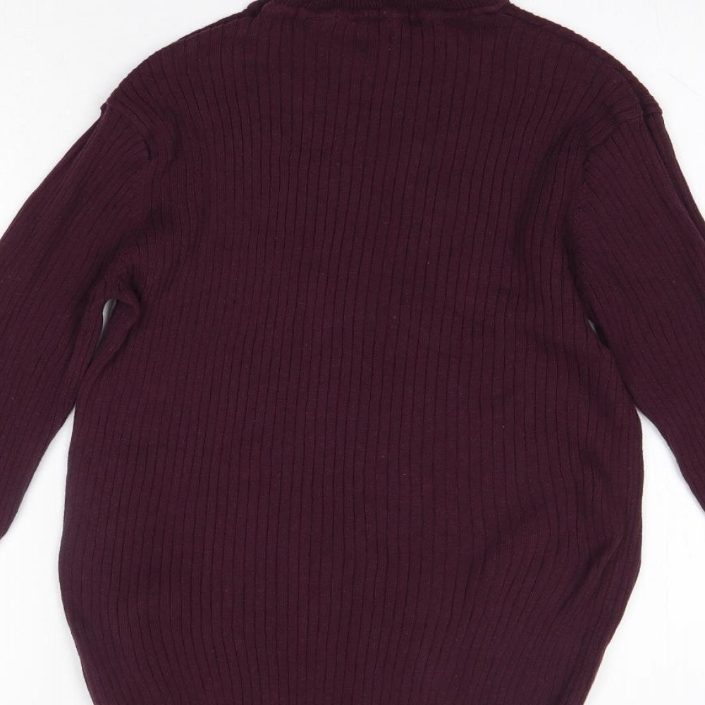 Brave Soul Womens Purple High Neck  100% Cotton Pullover Jumper Size M