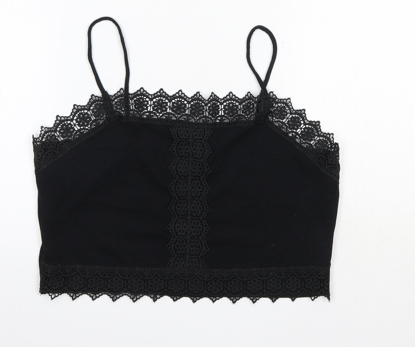Primark Womens Black  Cotton Camisole Blouse Size M Round Neck