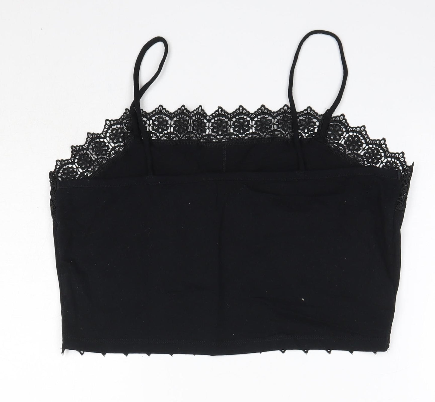 Primark Womens Black  Cotton Camisole Blouse Size M Round Neck