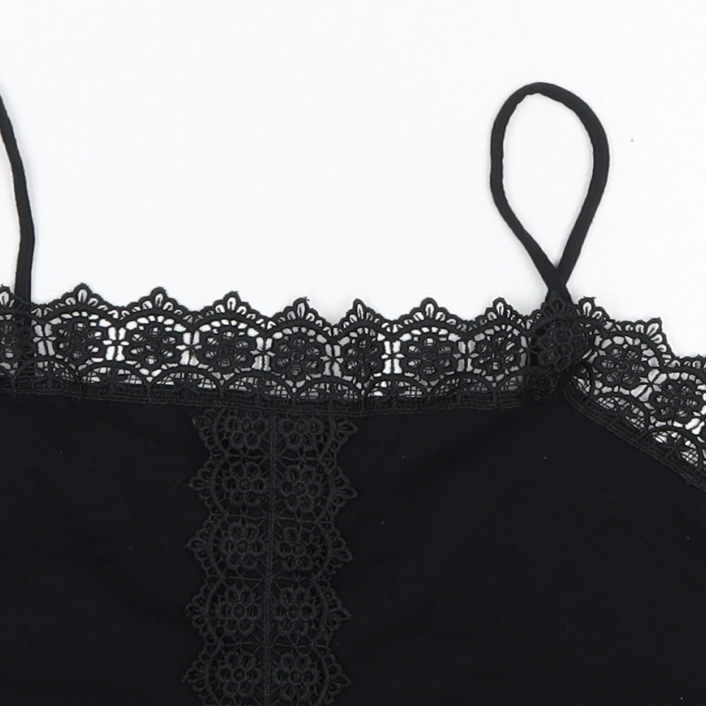 Primark Womens Black  Cotton Camisole Blouse Size M Round Neck