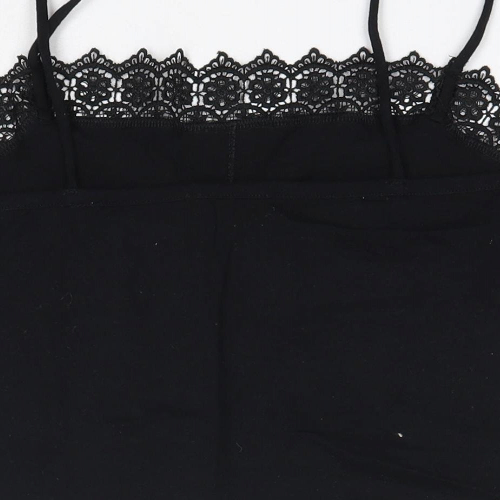 Primark Womens Black  Cotton Camisole Blouse Size M Round Neck