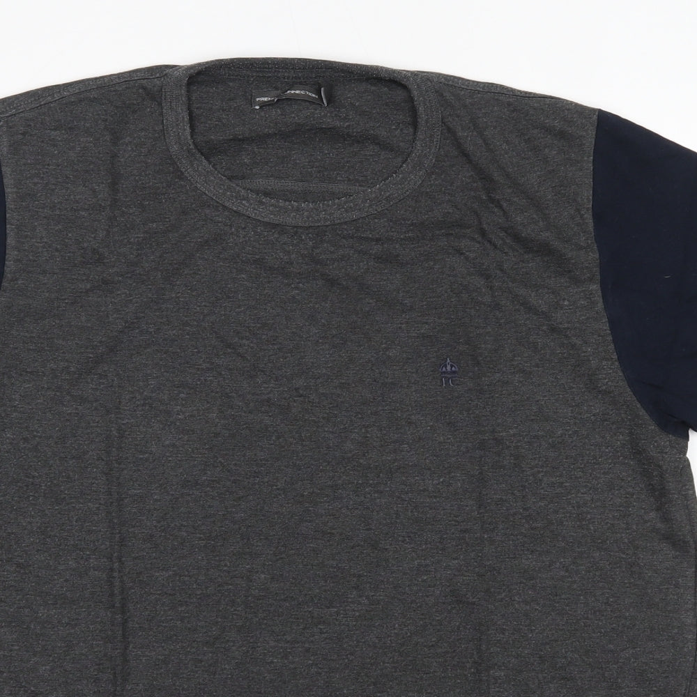 French Connection Mens Grey  Cotton  T-Shirt Size XL Round Neck