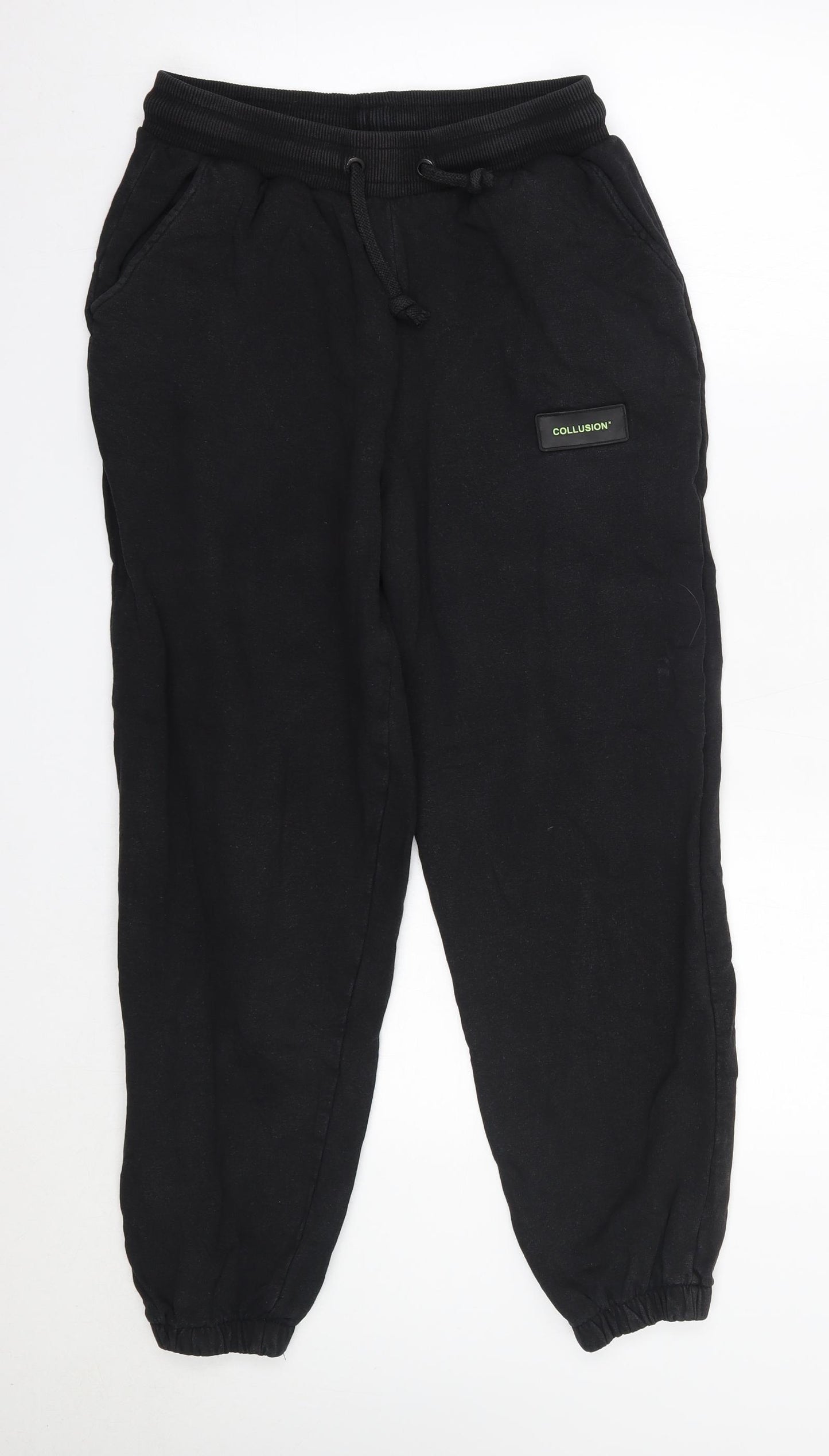 COLLUSION Mens Black  Cotton Jogger Trousers Size S L27 in Regular