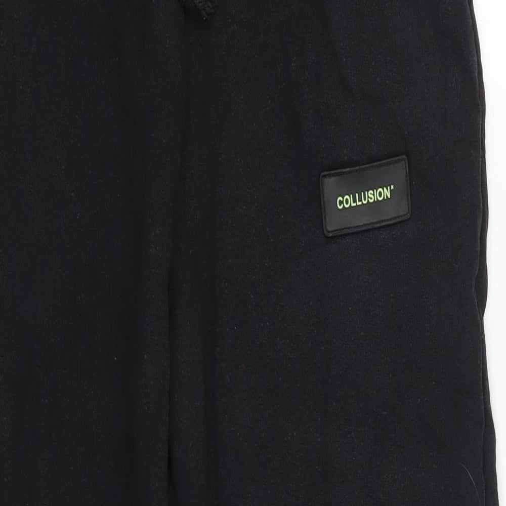 COLLUSION Mens Black  Cotton Jogger Trousers Size S L27 in Regular