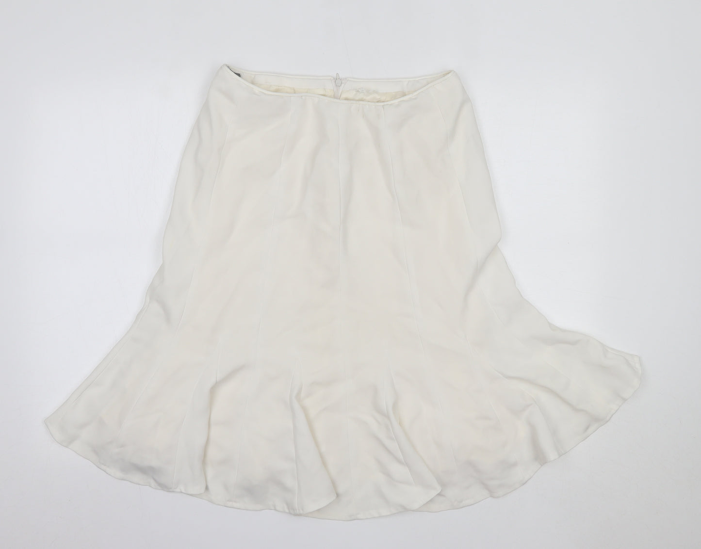 Zara Womens White  Polyester Trumpet Skirt Size 12