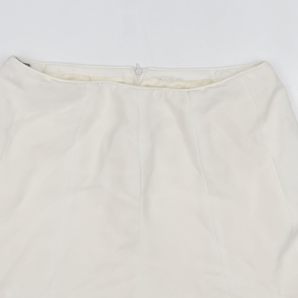 Zara Womens White  Polyester Trumpet Skirt Size 12