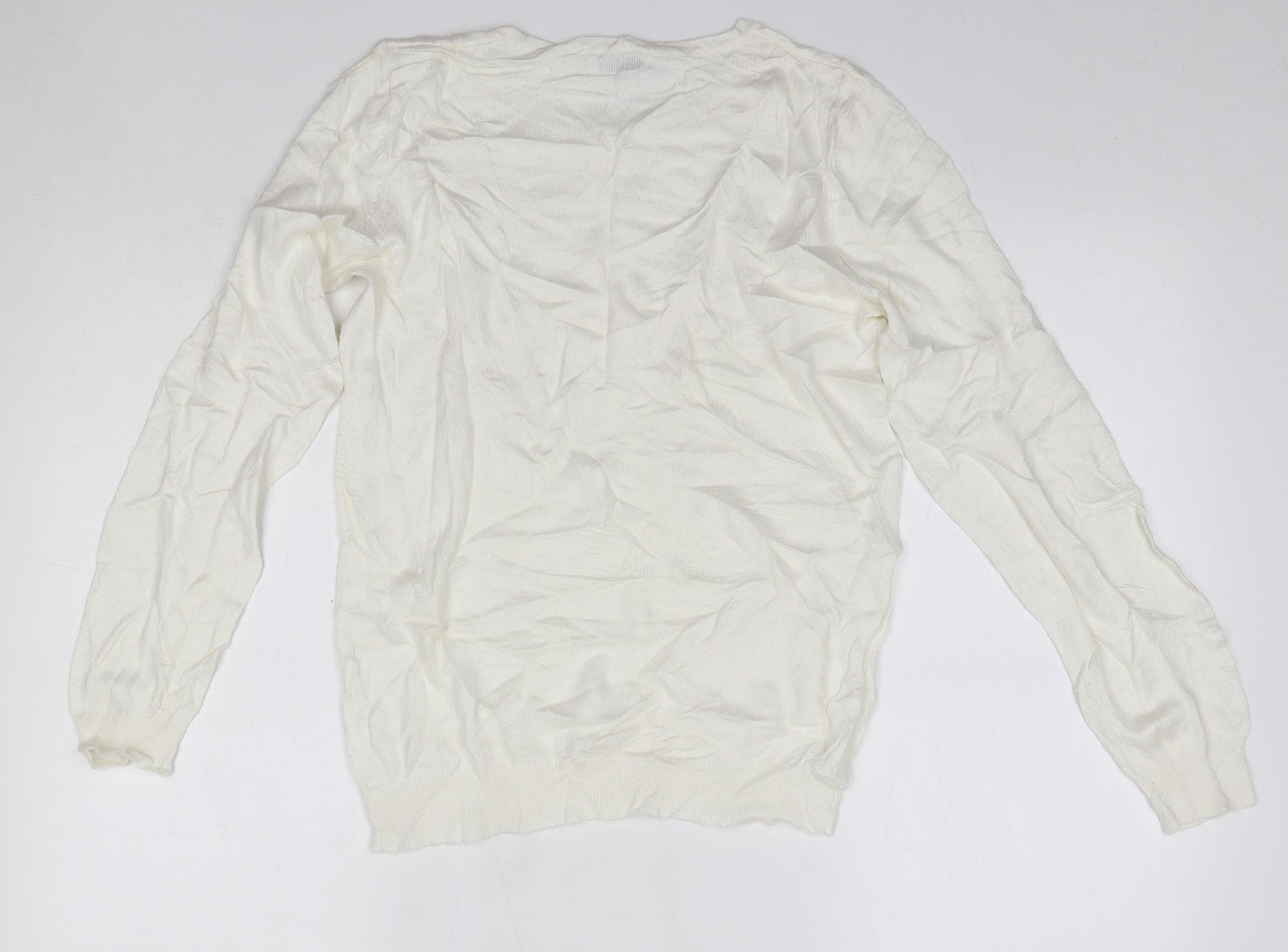 Damart Womens White Round Neck  Viscose Pullover Jumper Size 10   - Christmas