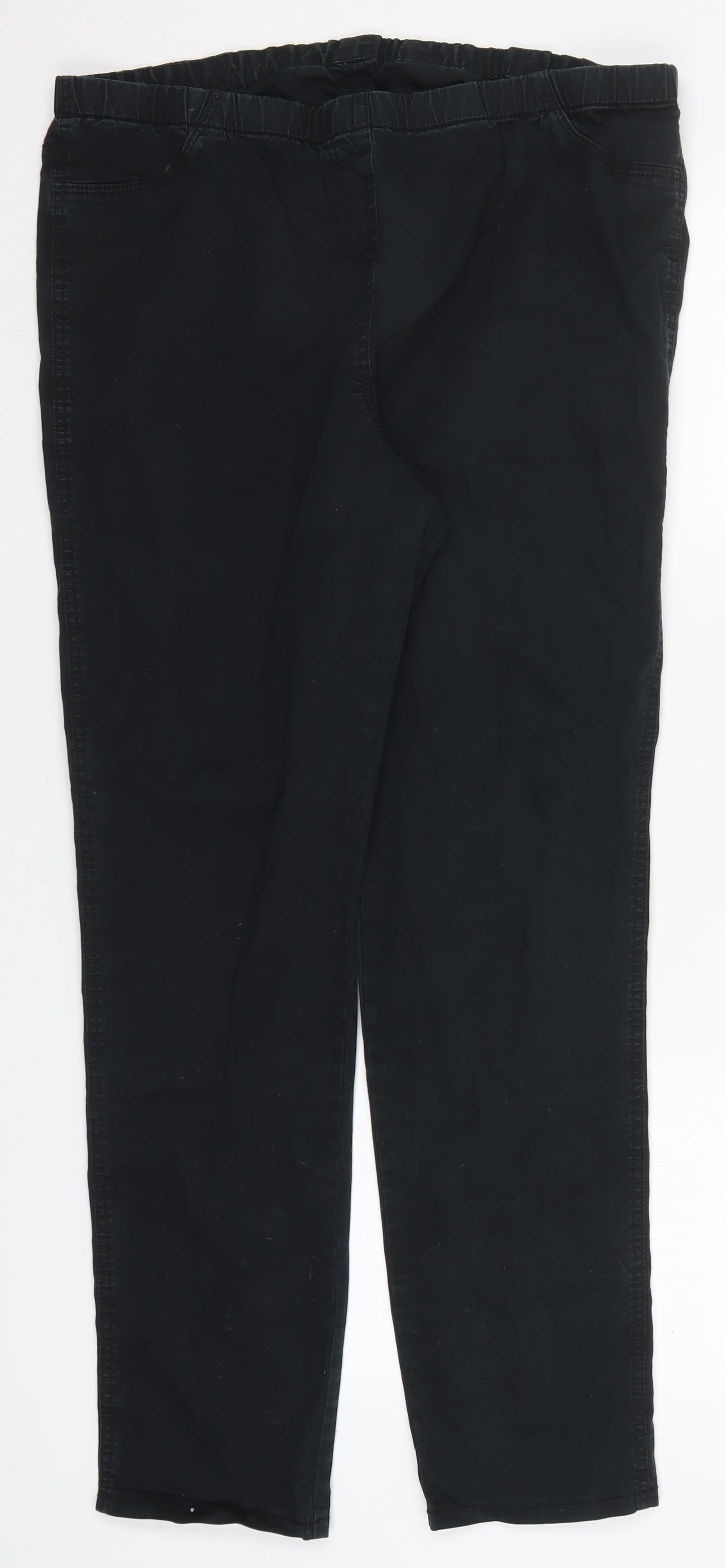 Marks and Spencer Womens Black  Cotton Trousers  Size 16 L28 in Regular