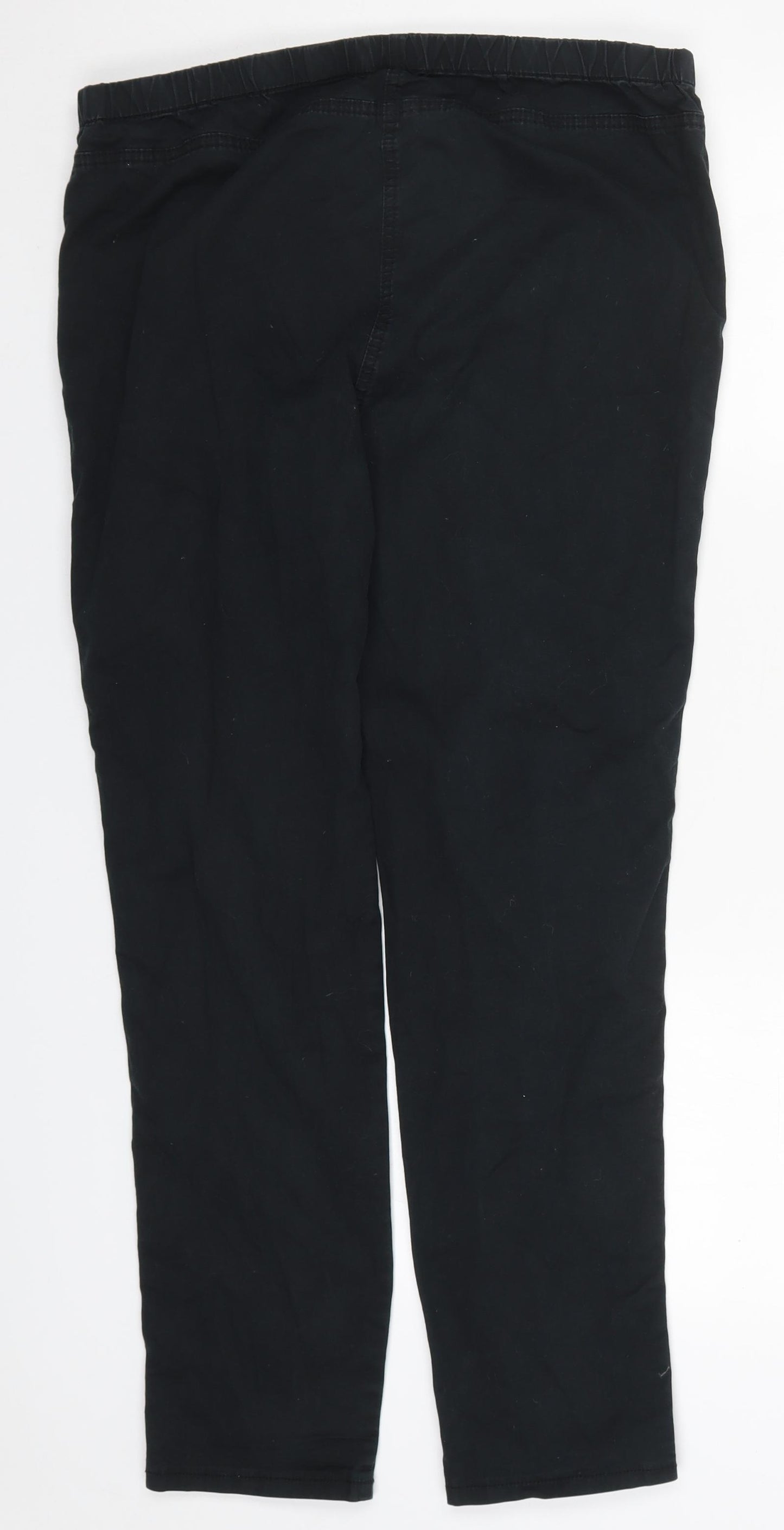 Marks and Spencer Womens Black  Cotton Trousers  Size 16 L28 in Regular