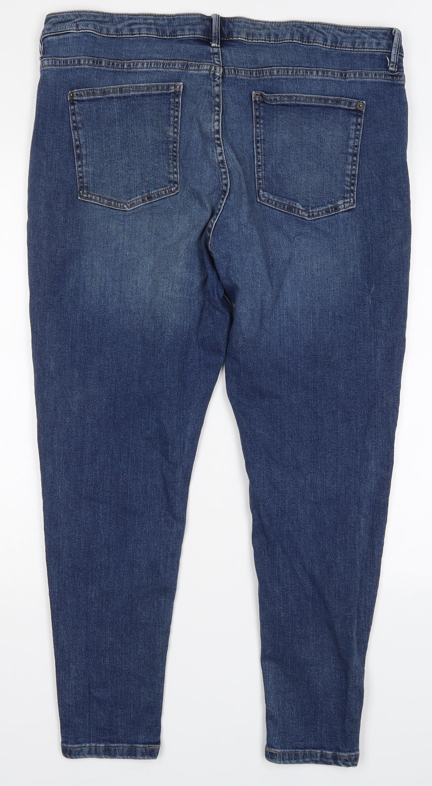 Marks and Spencer Womens Blue  Cotton Skinny Jeans Size 20 L27 in Regular Button
