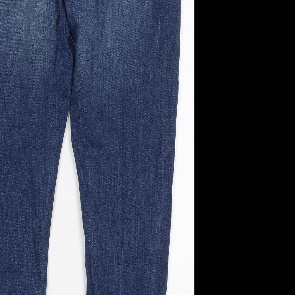 Marks and Spencer Womens Blue  Cotton Skinny Jeans Size 20 L27 in Regular Button
