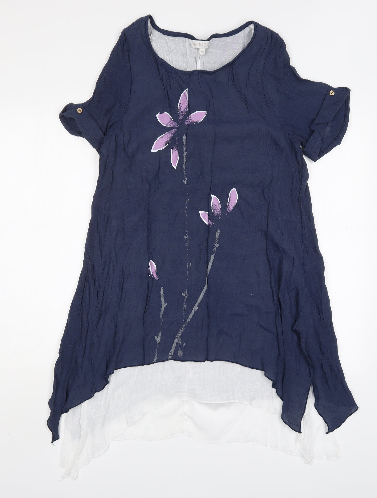 Apricot Womens Blue Floral Viscose A-Line  Size 14  Round Neck Pullover