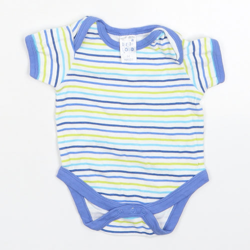 Little But Loud Boys Blue Striped Cotton Babygrow One-Piece Size 3-6 Months  Button