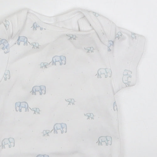 NEXT Boys White  Cotton Babygrow One-Piece Size Newborn  Button - Elephants