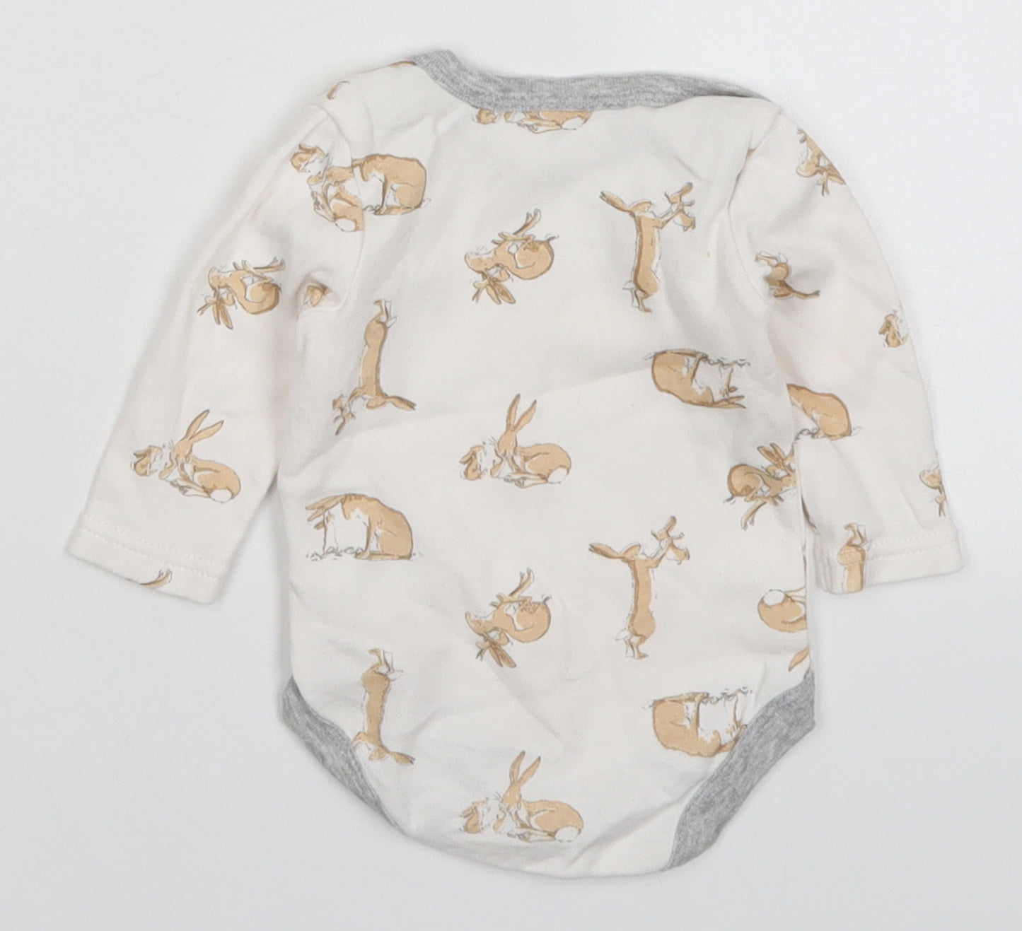 Guess How Much I Love You Baby White  Cotton Babygrow One-Piece Size 0-3 Months  Button - Rabbits
