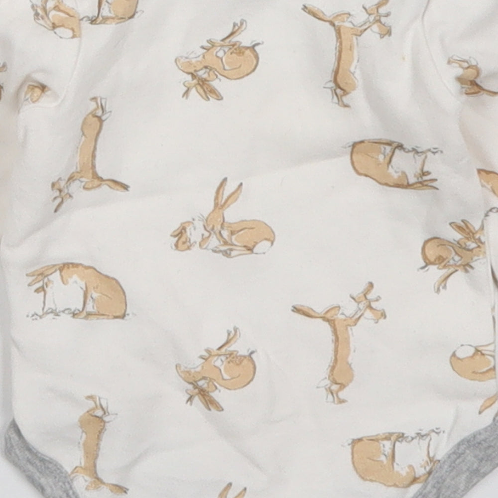 Guess How Much I Love You Baby White  Cotton Babygrow One-Piece Size 0-3 Months  Button - Rabbits