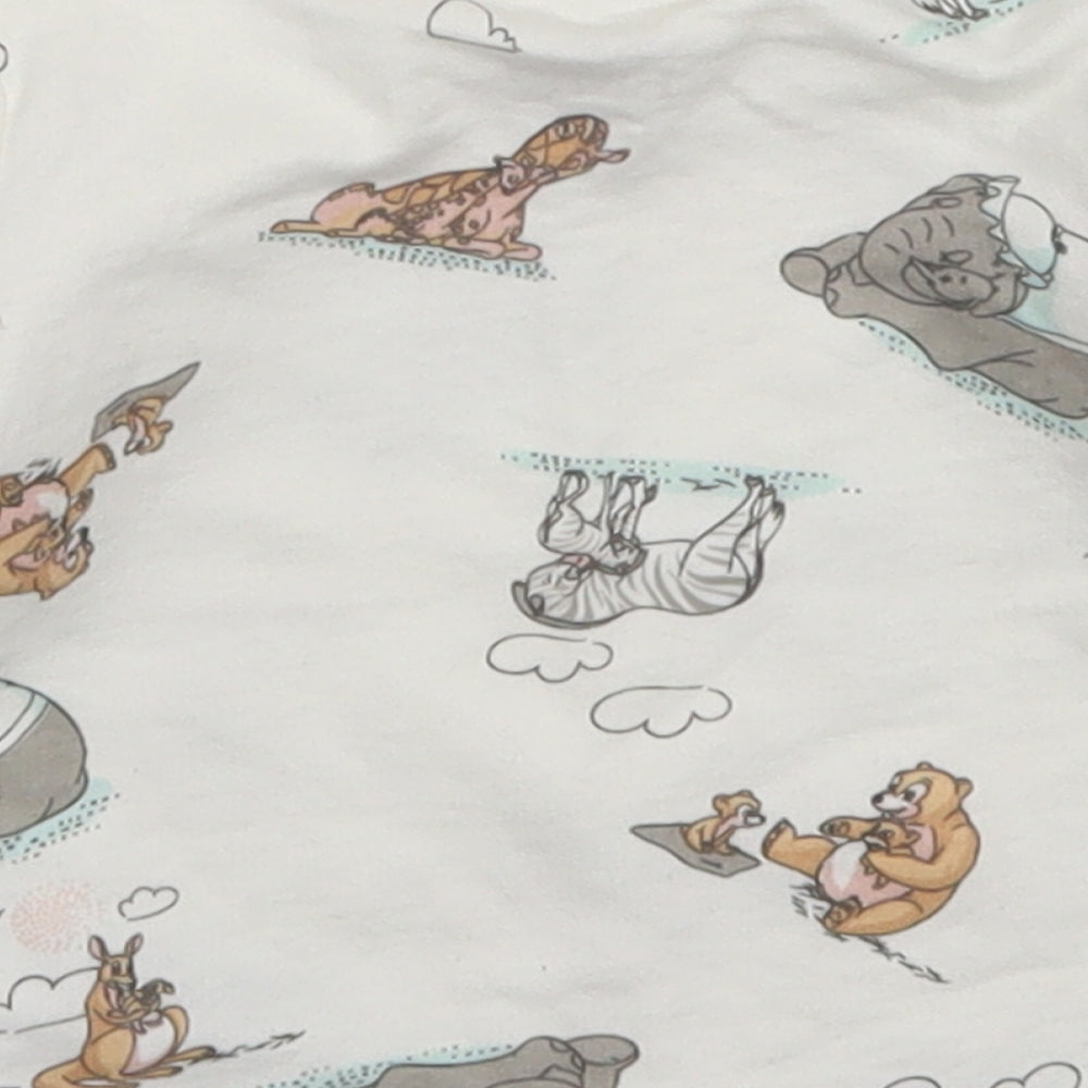 Primark Baby White  Cotton Basic T-Shirt Size 0-3 Months Crew Neck Pullover - Animals