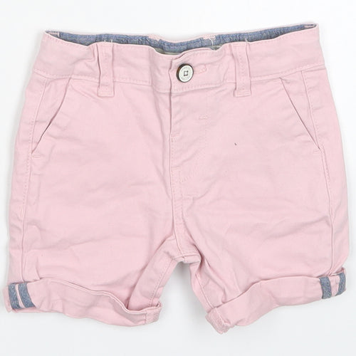 Denim Co Girls Pink  Cotton Cropped Trousers Size 18-24 Months  Button