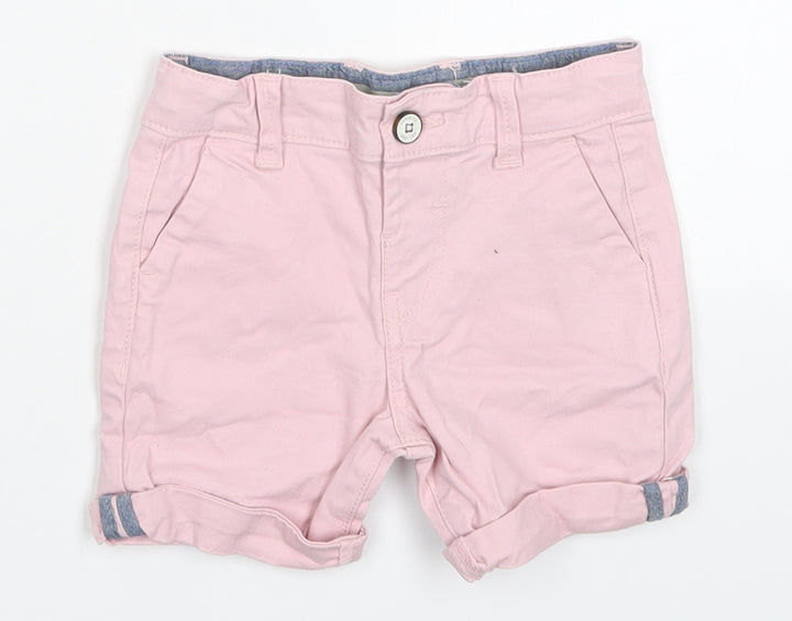 Denim Co Girls Pink  Cotton Cropped Trousers Size 18-24 Months  Button