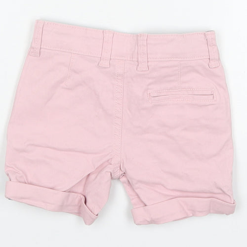 Denim Co Girls Pink  Cotton Cropped Trousers Size 18-24 Months  Button