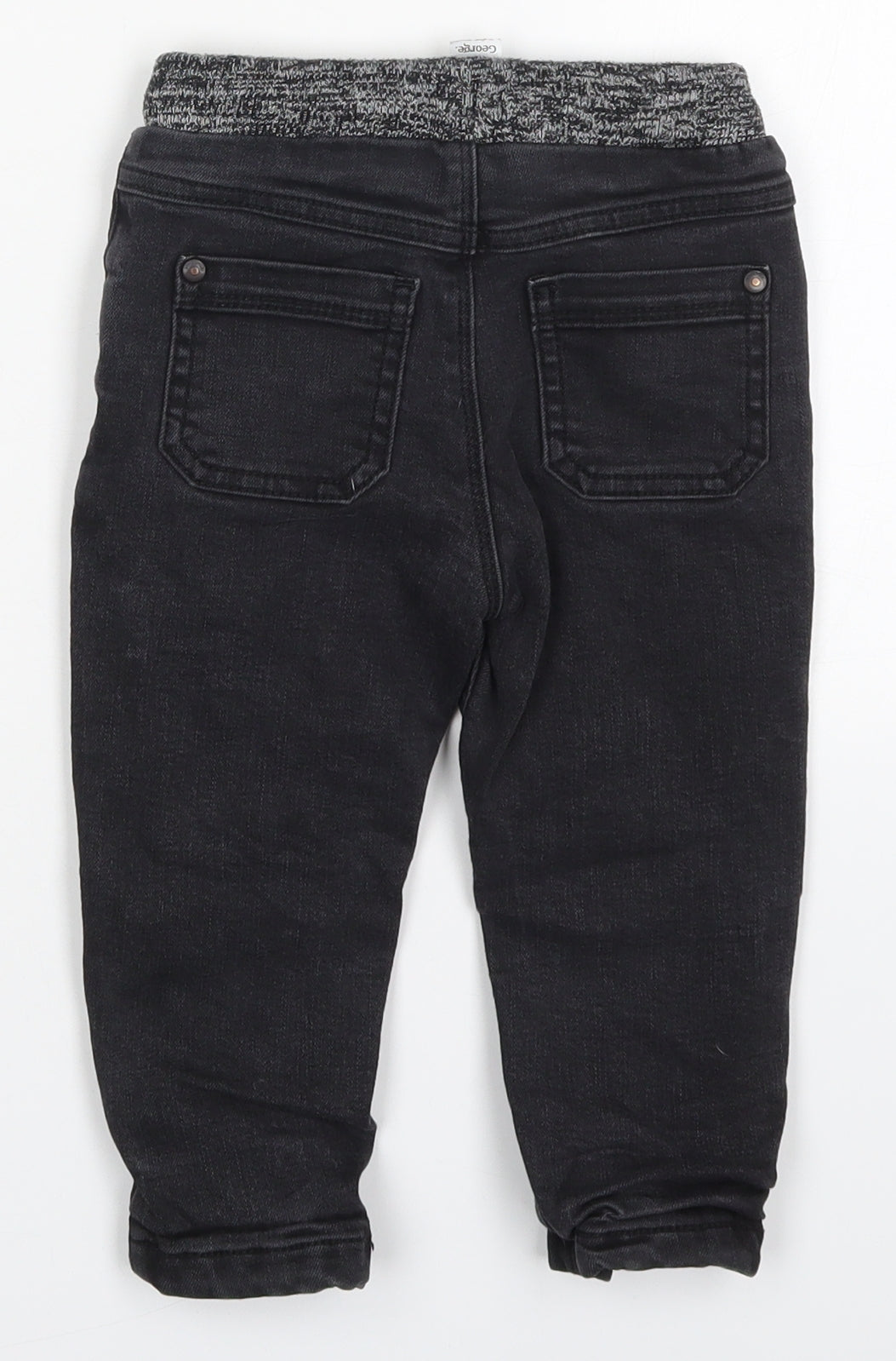 George Boys Black  Cotton Capri Jeans Size 18-24 Months  Drawstring