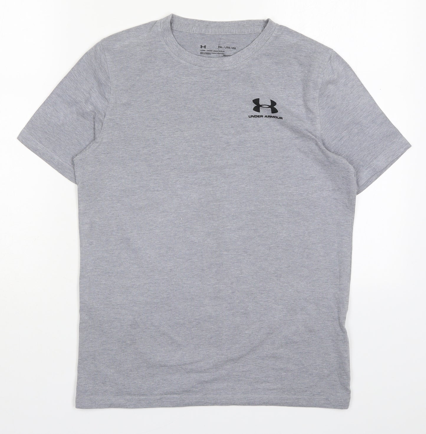 Under armour Boys Grey  Cotton Basic T-Shirt Size XL Crew Neck Pullover