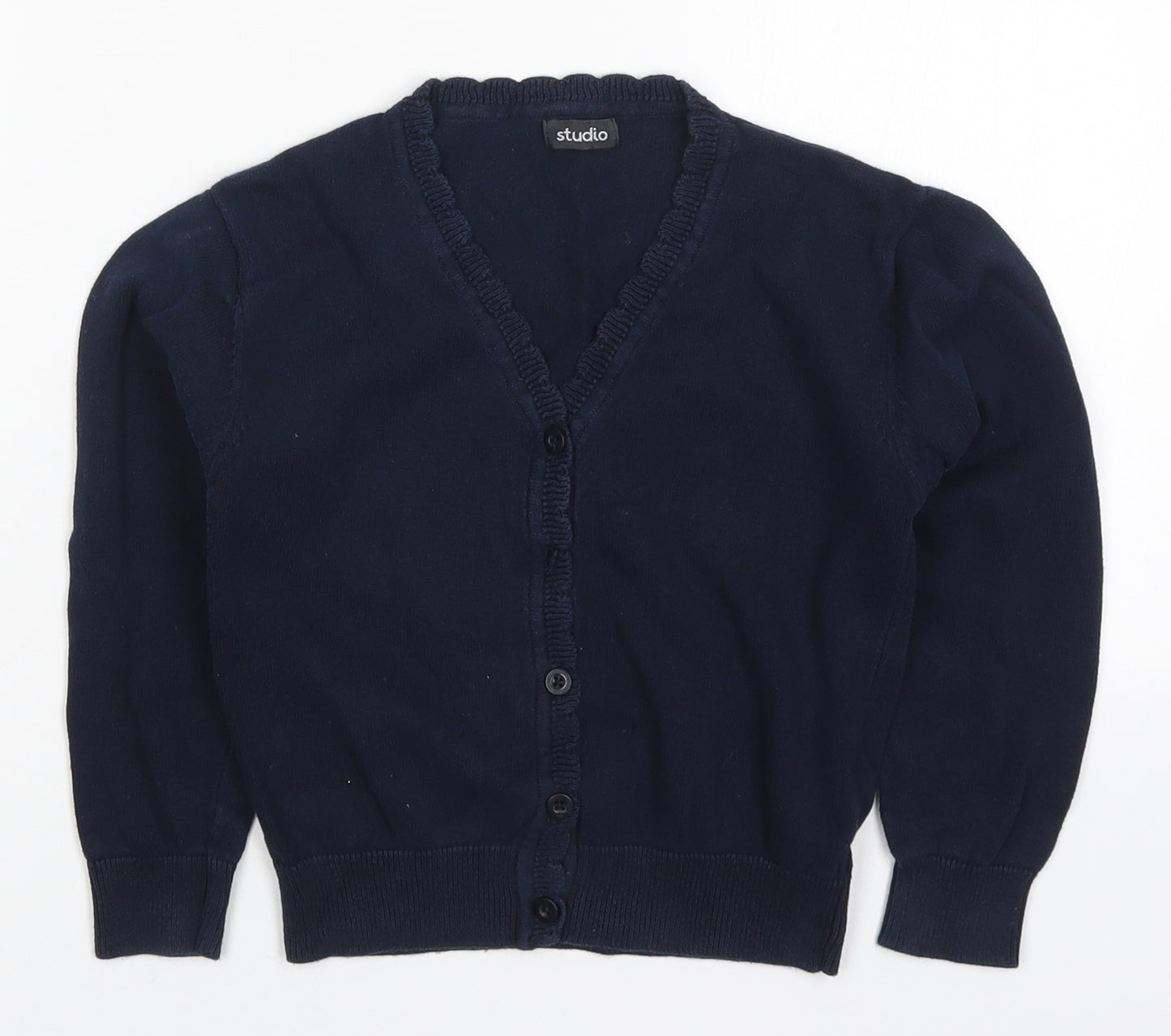 Studio Girls Blue V-Neck  Cotton Cardigan Jumper Size 4-5 Years  Button