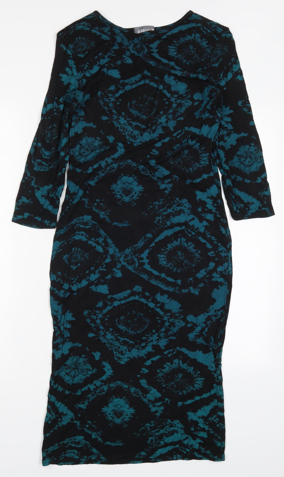 Apricot Womens Blue Geometric Viscose Bodycon  Size 12  Round Neck Pullover